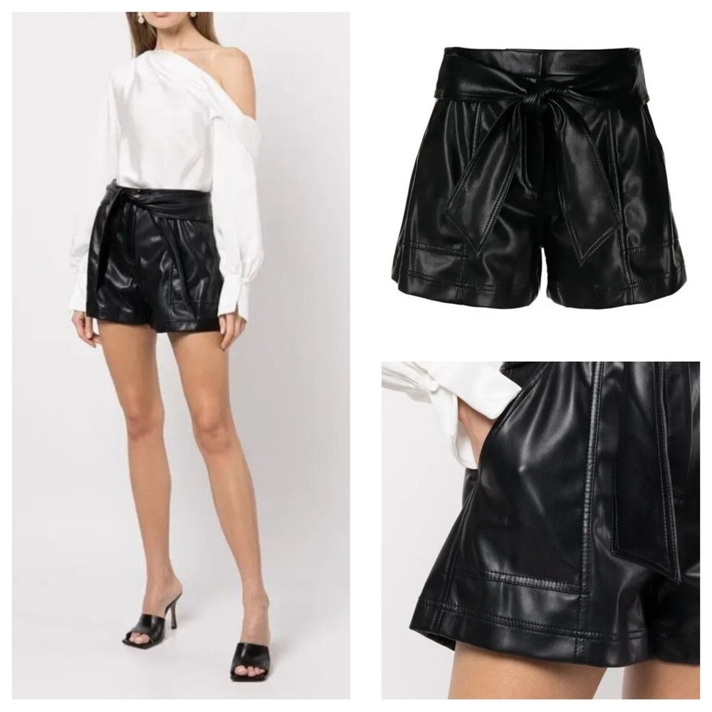 Jonathan Simkhai Black Core Mari Faux Leather Shorts Size 8 - 51171